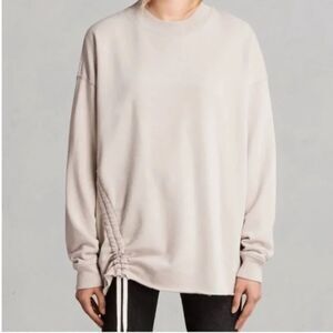 All Saints "Able" Beige 100% Cotton Drawstring Side Seam Sweatshirt size Medium